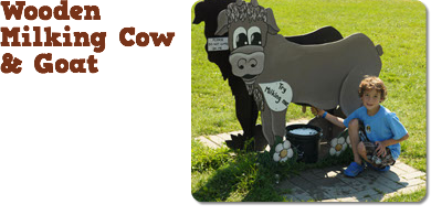 ﷯Wooden Milking Cow & Goat 